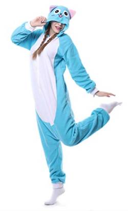 Hydrobreak Schlafanzug für Erwachsene Unisex Einteiler Pyjama Tierkostüm Halloween Christmas Cosplay Onesie Katze XL von Hydrobreak