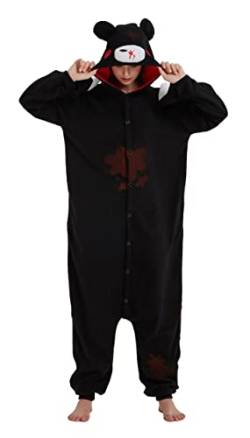 Hydrobreak Schlafanzug für Erwachsene Unisex Einteiler Pyjama Tierkostüm Halloween Christmas Cosplay Onesie Schwarz Gloomy L von Hydrobreak