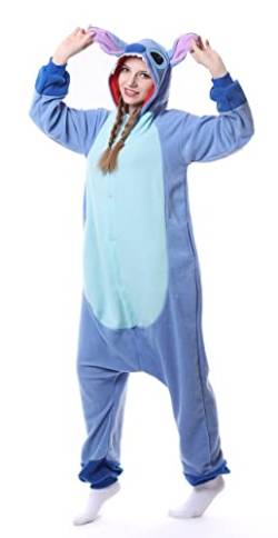 Hydrobreak Schlafanzug für Erwachsene Unisex Einteiler Pyjama Tierkostüm Halloween Christmas Cosplay Onesie Stitch L von Hydrobreak