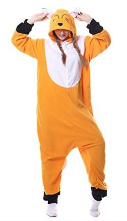 Hydrobreak Tier Costume Onesie Pyjama Halloween Christmas Cosplay Unisex Schlafanzug für Erwachsene Fuchs M von Hydrobreak