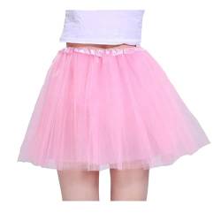 Hykiee Tüllrock Damen Rosa，4 Lagig Tutu Röcke Ballerina Kostüm für Teenager Mädche，Klassisch Elastisch Petticoat Unterrock Vintage Kurz Ballettkleidung Tanzrock für Weihnachten Halloweens Party von Hykiee