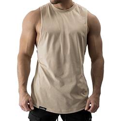 Hyperfusion All Day Cut Off Tank Top Fitness Herren Gym Shirt (M, Sand) von Hyperfusion