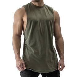 Hyperfusion All Day Cut Off Tank Top Fitness Herren Gym Shirt (XL, Olive) von Hyperfusion