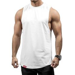 Hyperfusion All Day Cut Off Tank Top Fitness Herren Gym Shirt (XXL, Weiß) von Hyperfusion