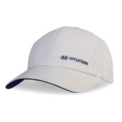 Hyundai HMD00553 Basecap Cap Kappe Mütze Baseballkappe, beige, mit blauem Logo von Hyundai