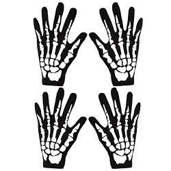 Halloween Skelett-Handschuhe Set Skeleton Gloves Knochenhandschuhe Skelett Hand Schmuck Halloween Handschuhe füR Erwachsene Weiß Skelett Muster Cosplay KostüMe füR Tanz Costume Party (2SäTze ) von Hyxodjy