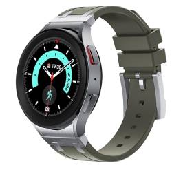 Luxus-Gummiarmband, kompatibel mit Samsung Galaxy Watch 40 mm, 44 mm, 45 mm, für Herren, cooles Flüssigsilikon-Gummiband mit Edelstahl-Adapter für Galaxy Watch 6/Watch 5 Pro/Watch 5/Watch 4 von Hzran