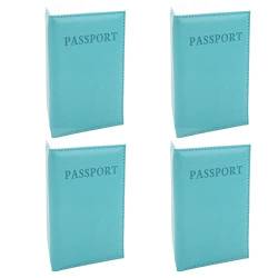 Hztyyier 4 Stück Reisepasshülle, PU-Leder Reisepasshülle Brieftasche für Männer Frauen Reisezubehör (Hellblau) von Hztyyier