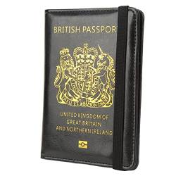 Hztyyier Britain Passport Cover, PU-Leder-Pass-Abdeckungen mit Elastischem Gürtel Wasserdicht Reisepass-Fall für ID-Karte von Hztyyier