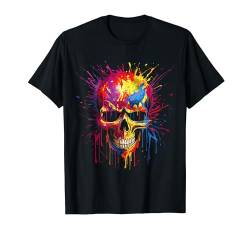 Skull Invader Bunte Schädel Farbe Splash Trippy Skelett v9 T-Shirt von I Am Skull Invader
