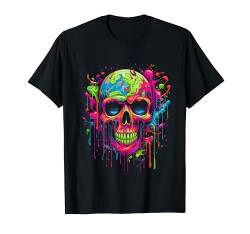 Skull Invader Bunte Schädel Paint Splash Trippy Skelett v1 T-Shirt von I Am Skull Invader
