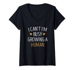 Damen I Can't I'm Busy Growing A Human Lustige Baby-Ankündigung T-Shirt mit V-Ausschnitt von I Can't I'm Busy Growing A Human