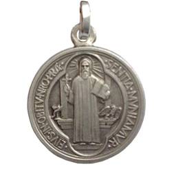 I G J 925 Sterling Silber Medaille Medaille von der Heilige Benedikt - Medaillen von Schutzheiligen von I G J