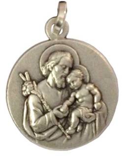 I G J 925 Sterling Silber Medaille von Heiliger Josef - Patron der Arbeiter und der gute Tod un und der Universalkirche von I G J