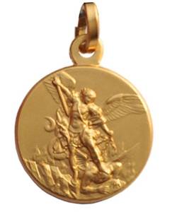Medaille des Erzengels Michael - Schutzpatron der Strafverfolgung - 100% Made in Italy (925 Sterling Silber Vergoldet) von I G J