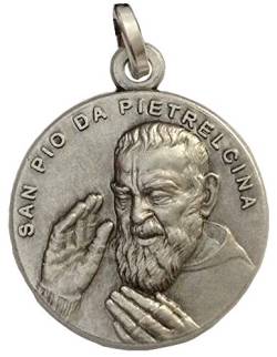 Medaille des Heiligen Pio von Pietrelcina (Vater Pio) - 925 Sterling Silber - Hochrelief - 100 Made in Italy von I G J