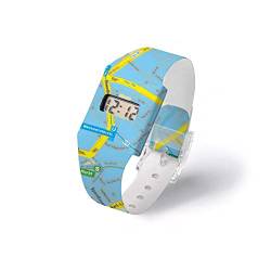 I LIKE PAPER - Lost IN Berlin – Fresh Blue Pappwatch/Watch/Digitale Armbanduhr ausTyvek® - reissfest - wasserabweisend - Digitale Anzeige für Uhrzeit und Datum von I LIKE PAPER