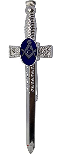Masonic Kilt Pin Kiltnadel Freimaurer-Abzeichen auf Schwert Freemason Poliertes Silber-Finish Schottische Geschenke für Männer von I LUV LTD