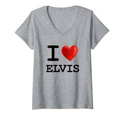 Damen T-Shirt mit Aufschrift "I Love Elvis" in Herzform, Geschenk T-Shirt mit V-Ausschnitt von I Love Heart Name Tees