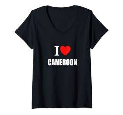 Damen I Love Cameroon Afrikanischer Fußball Sommerferien T-Shirt mit V-Ausschnitt von I Love Inspirational Motivational Designs