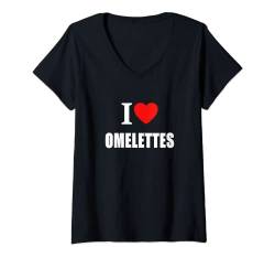 Damen I Love Omelettes Fleischkäse-Gemüse T-Shirt mit V-Ausschnitt von I Love Inspirational Motivational Designs