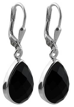 I-be, Onyx schwarz Edelstein Ohrringe Tropfen facettiert, 925 Silber, Länge: 3 cm, im Geschenketui, 394424 k KB von I-be