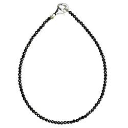 I-be, Schwarzes Spinell Armband tiefschwarz Ø 3 mm, 925 Sterling Silber Karabinerverschluss, Länge:20 cm 506603/black/20 von I-be