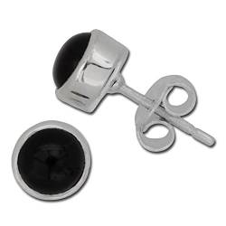 I-be,Onyx Edelstein 6 mm Ohrstecker rund, 925 Silber, im Geschenketui, 354411/6 von I-be