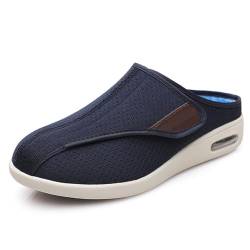 IAKAEUI Diabetiker Hausschuhe Extra Breite Diabetiker Schuhe Arthritis Ödem Geschwollene Füße Schuhe Pantoffeln Verstellbar rutschfeste Herren Diabetiker Hausschuhe (Color : Blu, Size : 43EU) von IAKAEUI