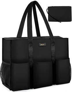 IBFUN Utility Tote Bag with 14/24 Pockets Zip Top Teacher Tote Bag for Teacher/Work Women, A1-m-schwarz, Medium von IBFUN