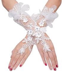 Brauthandschuhe Spitzenhandschuhe Netzhandschuhe Spitze Handschuhe Fingerlos Strass Blumen Handschuhe Sommer Sonnenschutz Handchuhe für Damen Geburtstag Hochzeit Party Karneval Tanzen Abend von IBLUELOVER