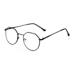 IBLUELOVER Brille Metallrahmen Blaulichtbrille Brillengestelle Pantobrille Computerbrille Fensterglas Nerdbrille Ohne Sehstärke Streberbrille Damen Herren Ebenenspiegel Brillefassung mit Nasenpad von IBLUELOVER