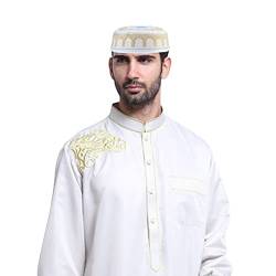 IBLUELOVER Muslimisch Hut Männlich Gebetshut Islam Mütze Türkisch Arabien Cap Ramadan Kappe Bestickte Gebetsmütze Mann Muslim Kopfbedeckung Eid Deko Herren Beanie Mütze von IBLUELOVER