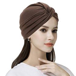 IBLUELOVER Turban Damen Hut Baumwolle Kopfbedeckung Frequenzweiche Kopftuch Einfarbig Beanie Cap Geraffte Schlafmütze Slouch Strand Kappe Kopfwraps für Haarverlust von IBLUELOVER