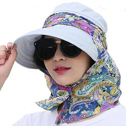 Sonnenhut Damen Strandhut Sonnenschutz Sommerhut mit Nckenschutz Breite Krempe Shirmmütze Abnehmbar Frauen Baseball Kappe Atmungsaktiv Freizeithut Outdoor Reisen Visor Cap für Golf Reisen Camping von IBLUELOVER