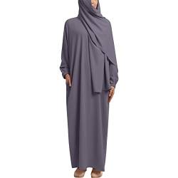 Abaya Muslim Damen - Kaftan Damen Lang Arabisch: Damen Abaya Islamische Roben Mit Voller Länge Hijab Türkisch Muslimische Lang Kleider Set Jilbab Burka, Naher Osten Dubai Kaftan Kleid Grau M von IBTOM CASTLE