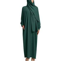 IBTOM CASTLE Abaya Muslim Damen - Khimar Hijab: Namaz Elbisesi Kadin - Damen Abaya Islamische Roben Mit Voller Länge Hijab Türkisch Muslimische Lang Kleider Set Jilbab Burka, Ramadan Khimar Grün S von IBTOM CASTLE