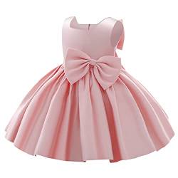 IBTOM CASTLE Blumenmädchenkleid Kleinkind Baby Mädchen Ärmellos Seidiger Satin Schleife Tüll Tutu Taufe Hochzeit Brautjungfer Festzug Erstkommunion Geburtstagsfeier Formell Abendkleid Rosa 6-7 Jahre von IBTOM CASTLE