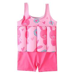 IBTOM CASTLE Einteiliger Float-Badeanzug für Jungen Mädchen Kinder Bademode mit 8 verstellbarem Auftrieb Säuglingsschwimmkostüm Kleinkind Float Suit Schwimmweste Badeanzug Rosa + Hase 4-5 Jahre von IBTOM CASTLE