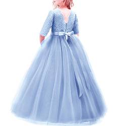 IBTOM CASTLE Elegant Prinzessin Kleid Mädchen Abendkleid für Hochzeit Brautjungfer Blumenmädchen Geburtstag Party Jugendweihe Fasching Cocktail Dance Ballkleid 2-14 Jahre S# Königsblau 4-5 Jahre von IBTOM CASTLE