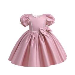 IBTOM CASTLE Kinder Baby Mädchen Kurzer Puffärmel Bowknot Rüsche Prinzessin Kleid Kommunionkleid Mädchen Hochzeits Blumenmädchenkleider Taufkleid Festlich Party Kleid Rosa 3-4 Jahre von IBTOM CASTLE