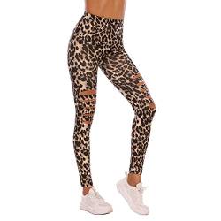 IBTOM CASTLE Leo Leggings Damen, High Waist Bad Taste Outfit Damen Sporthose Shape Leggings Damen, Blickdichte Leggings Damen, Yogahose Jogginghose Streetwear Sportleggings Für Sport Gym Leopard L von IBTOM CASTLE