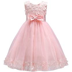 IBTOM CASTLE Mädchen Kinder Spitzen Stickerei Abendkleid Prinzessin Blumen Mädchen Baby Rosa 2-3 Jahre von IBTOM CASTLE