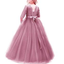 IBTOM CASTLE Mädchen Prinzessin Kleid Blumenmädchenkleid Taufkleid Festlich Kleid Hochzeit Festzug Babybekleidung Spitze Bowknot Kleid S# Rosa von IBTOM CASTLE