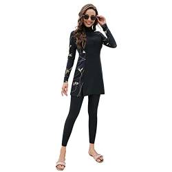 IBTOM CASTLE Muslimische Badeanzug Damen Burkini Damen Muslim Lang Schwimmhemd Hose Hijab 3-teiliges Set Langarm Badeanzug Bescheidene Badebekleidung 2PC Schwarz XL von IBTOM CASTLE