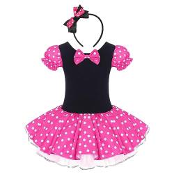 IBTOM CASTLE Neugeborene Baby Minnie Kostüm Prinzessin Mädchen Säuglings Kleinkind Tüll Kleider Festlich Polka Dots Trikot Tanzkleider Weihnachten Cosplay Kleid mit Maus Ohren Rosa 3-4 Jahre von IBTOM CASTLE