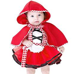 IBTOM CASTLE Säugling Baby Kostüm Halloween, Rotkäppchen 2-TLG. Baby Mädchen Kostüm für Kinder Märchen Prinzessin Verkleidung Karneval Cosplay Fasching Geburtstag Party Kleid Ballkleid 3-4 Jahre von IBTOM CASTLE