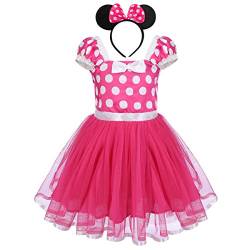 IBTOM CASTLE Säuglings Kleinkind Baby Mädchen Kinder Prinzessin Kostüm Minnie Polka Dots Tutu Kleid Bekleidungsset Geburtstag Festzug Karneval Fasching Cosplay Ballettkeider Heißes Rosa 2-3 Jahre von IBTOM CASTLE