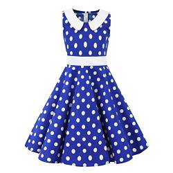 Kinder Mädchen 1950er Vintage Kleider Blumendruck Polka Dots Swing A Linie Hochzeit Geburtstag Partykleid Sommer Retro Cocktailkleid Abendkleid Festkleid Im 50er Jahre Stil Königsblau 5-6 Jahre von IBTOM CASTLE