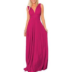 Langes Maxikleid für Damen, schulterfrei, sexy, für Hochzeit, Brautjungfer, Abendkleid, bodenlang, für Abschlussball und Abendveranstaltungen Gr. Medium, Deep Rose von IBTOM CASTLE